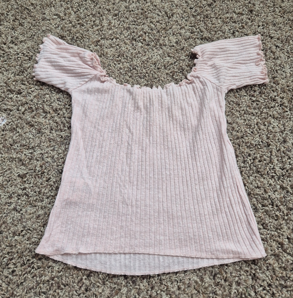 Pins & Needles Pink Ribbed Ruched Blouse